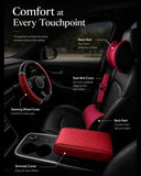 Red Car-Wah! complete comfort bundle with neck rest, back rest, armrest cover, seatbelt cover and steering wheel cover