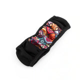 Breathable fabric steering wheel cover with anti-slip lining and printed design. A unique Car-Wah! car accessories for driving comfort upgrade.