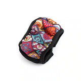 Folded fabric steering wheel cover showing soft breathable material and stretch fit. A unique Car-Wah! car accessories for driving comfort upgrade.