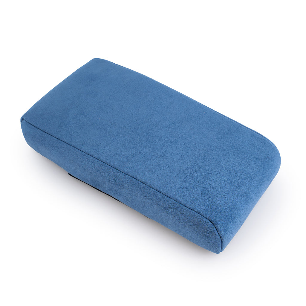 Light Blue suede car armrest with memory foam padding. A unique Car-Wah! comfort car accessory for your daily drive. 