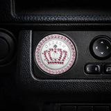 Pink crown style car ignition ring installed – rhinestone start button cover 3.8cm. Adds a bold, fun 'wah' to your car interior with Car-Wah!