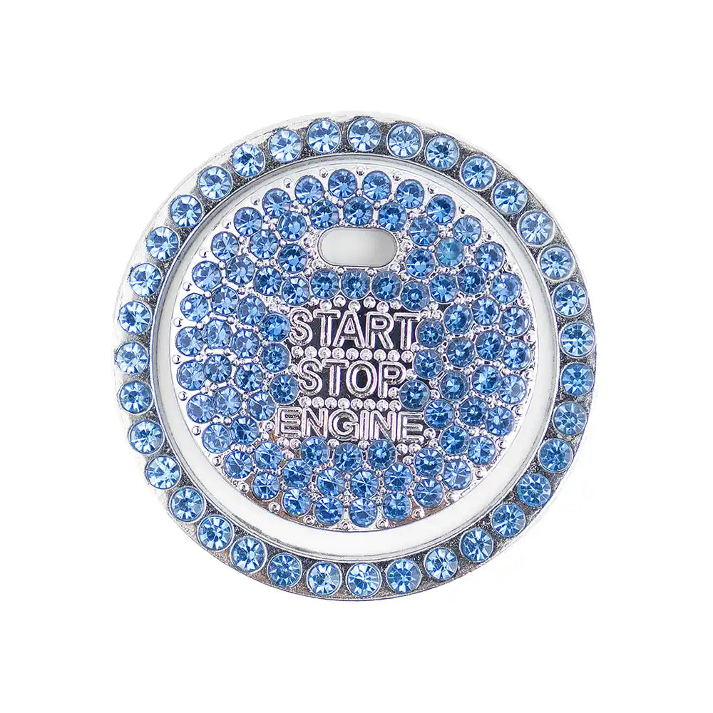 Blue rhinestone car start button cover – 3.8cm push start ring. An  aesthetic Car-Wah! upgrade for car.