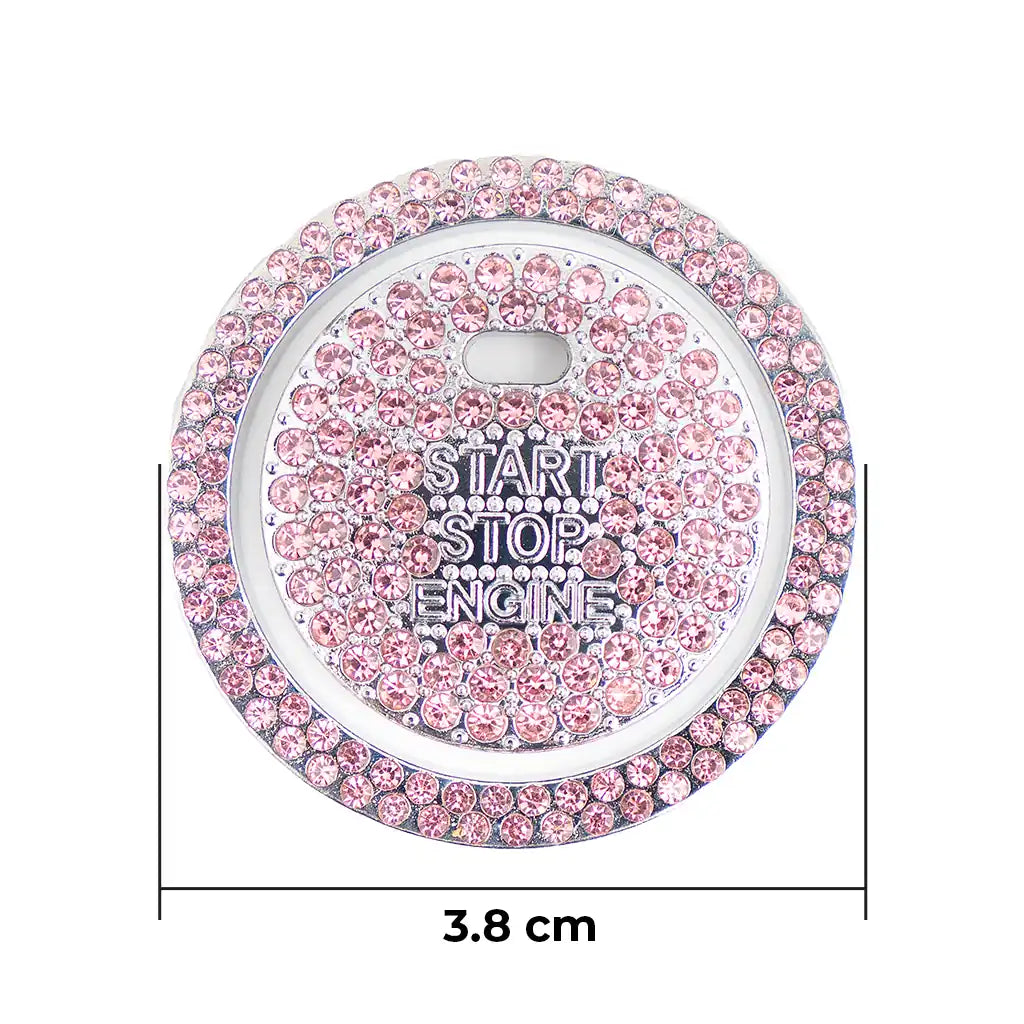 Pink rhinestone car start button cover – 3.8cm diameter universal push start ring. Ensuring a perfect fit for this unique Car-Wah! car accessory
