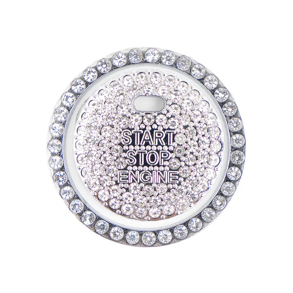 Silver rhinestone car start button cover – push start engine ring 3.8cm. An  aesthetic Car-Wah! upgrade for car.