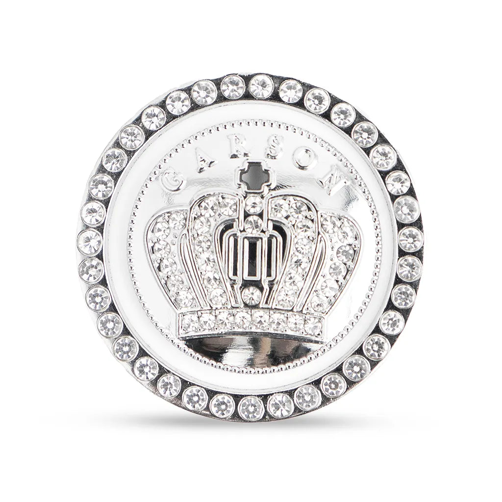 Silver crown car start button cover with rhinestones – 3.8cm universal fit. An  aesthetic Car-Wah! upgrade for car.