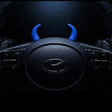 blue devil horn steering wheel decor for car interior. A fresh and fun car accessory by Car-Wah!  for the everyday Indian car.