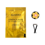 Yellow flower car air freshener vent clip with refill fragrance pads on white background. An aesthetic car freshener by Car-Wah!, car perfume for long-lasting freshness