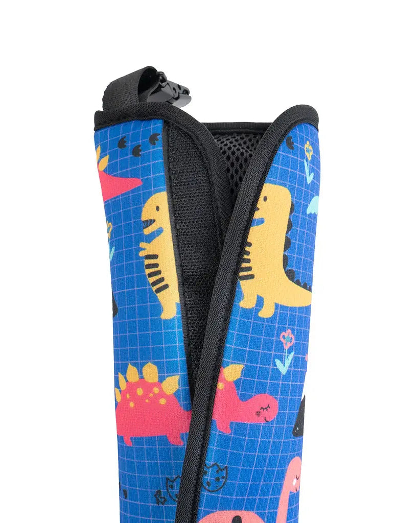 Back view of kids seat belt cover showing secure Velcro closure. Making traffic a little more fun with Car-Wah! comfort car accessories.