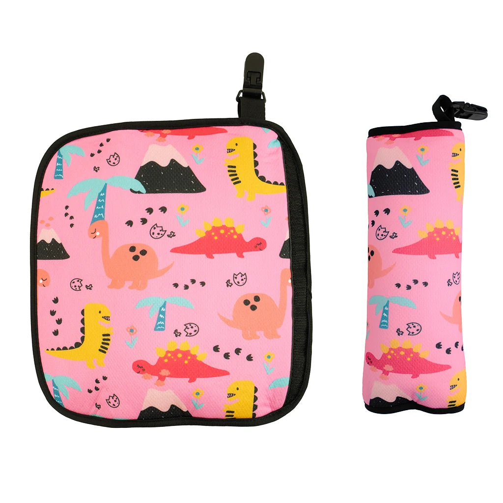 Pink kids seat belt cushion with cartoon design – PP cotton padding. A feel-good Car-Wah! comfort upgrade for your car.
