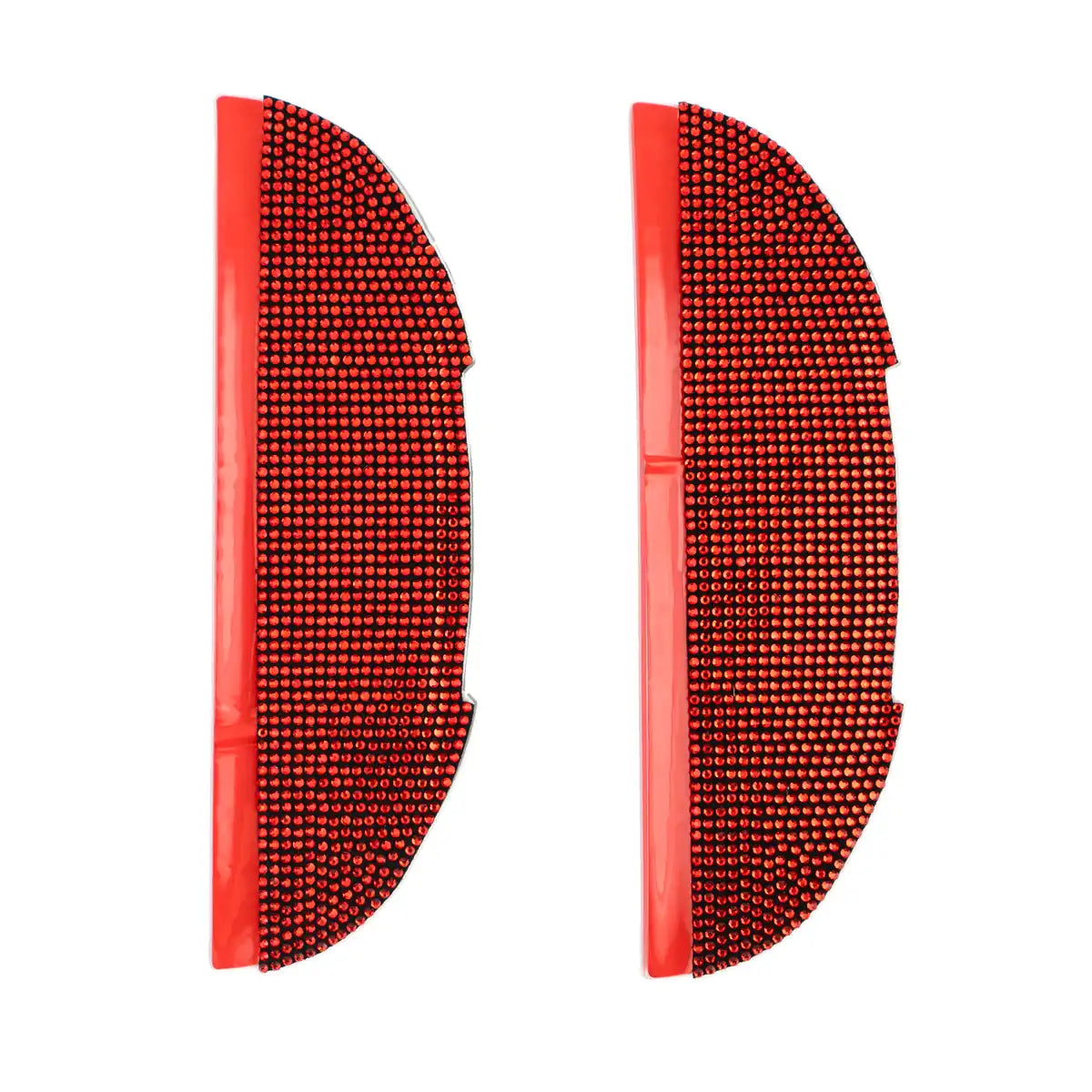 Red rhinestone ORVM side mirror cover pair – universal fit. A bold Car-Wah! car decor upgrade for your daily car drives.
