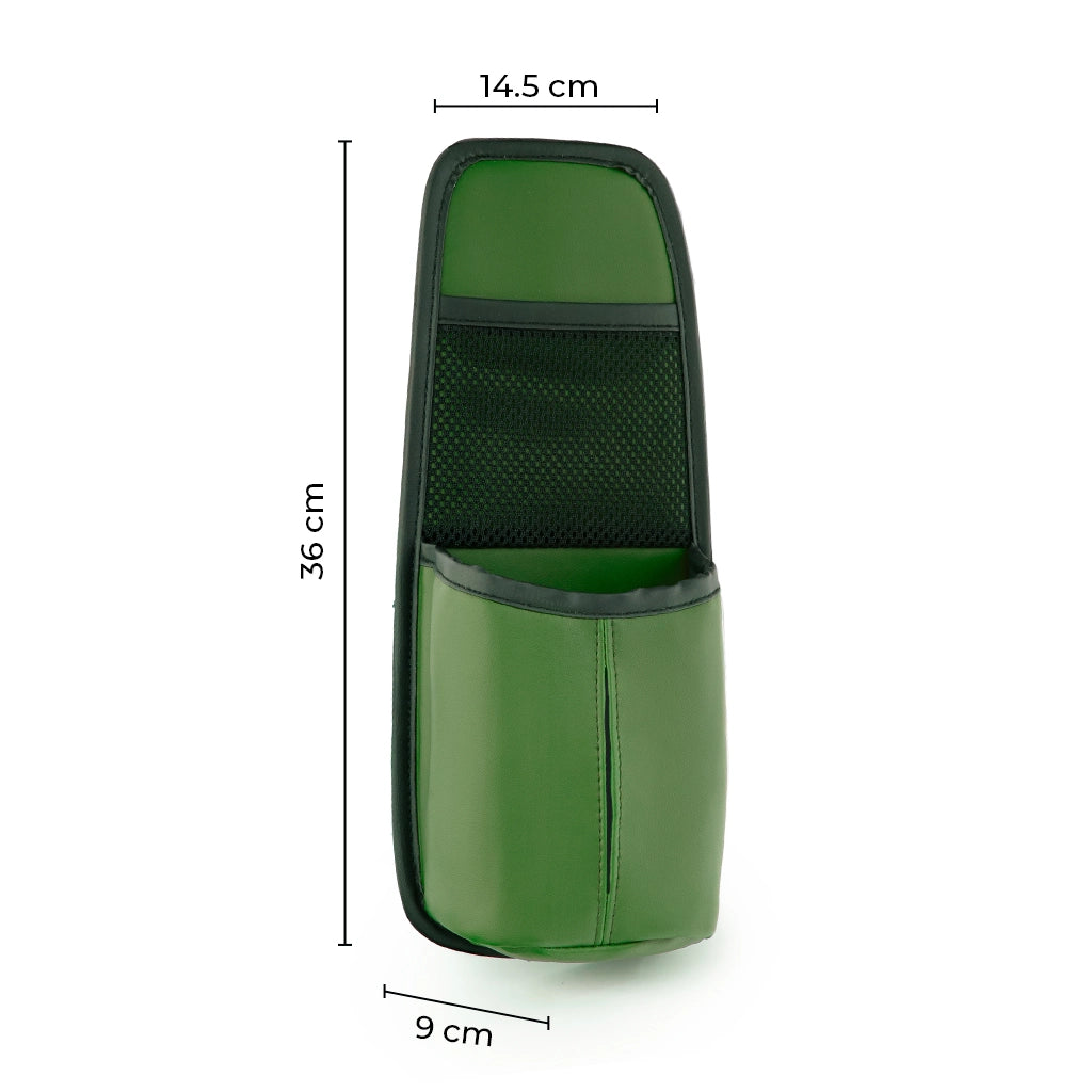 Car seat side organizer with dimensions – PU leather car storage pocket 36 x 14.5 x 9 cm. A unique Car-Wah! car organizer to keep your world on wheels organized.