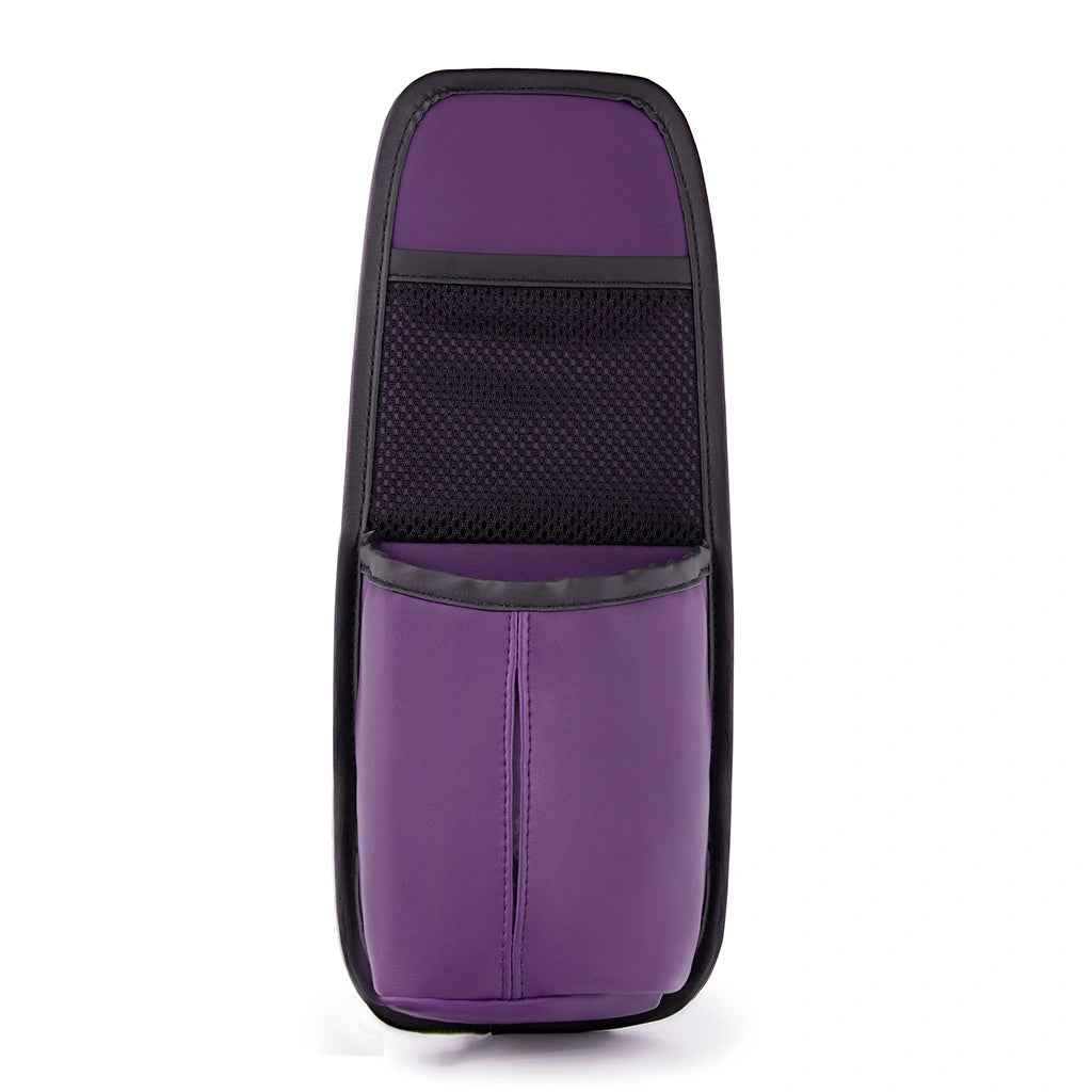 Purple PU leather driver seat side organizer – car storage pocket for phone and essentials. Affordable and fun Car-Wah! car storage for your daily commute.