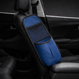 Front seat side organizer for car – navy PU leather car seat side storage pocket. An essential Car-Wah! car organizer to elevate your driving experience.