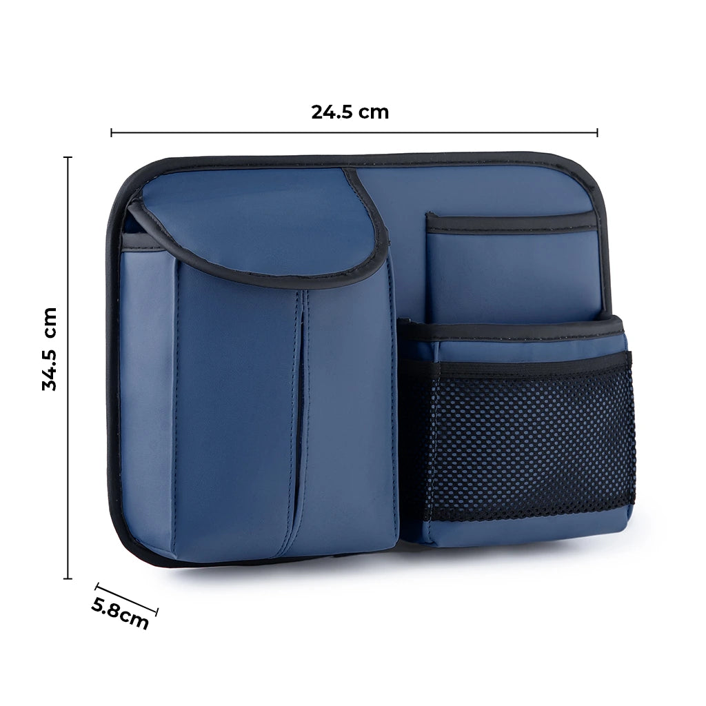 Compact car seat back organizer dimensions and pocket layout, ensuring a perfect fit for this unique Car-Wah! car accessory