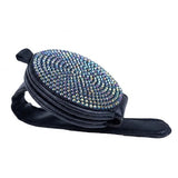 Polychrome rhinestone magnetic sunglasses holder for car visor. Affordable and unique Car-Wah! car storage for your daily commute.