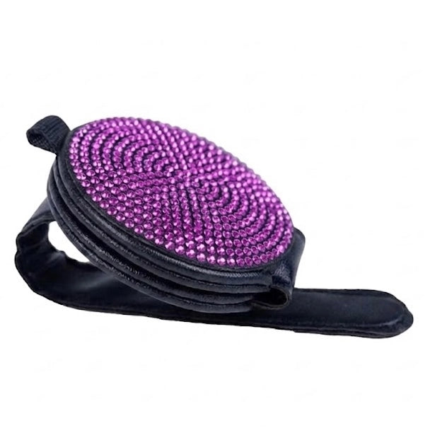 Purple rhinestone magnetic sunglasses holder for car visor. Affordable and unique Car-Wah! car storage for your daily commute.