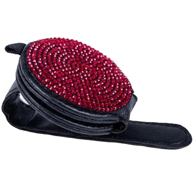 Red rhinestone magnetic sunglasses holder for car visor. Affordable and unique Car-Wah! car storage for your daily commute.