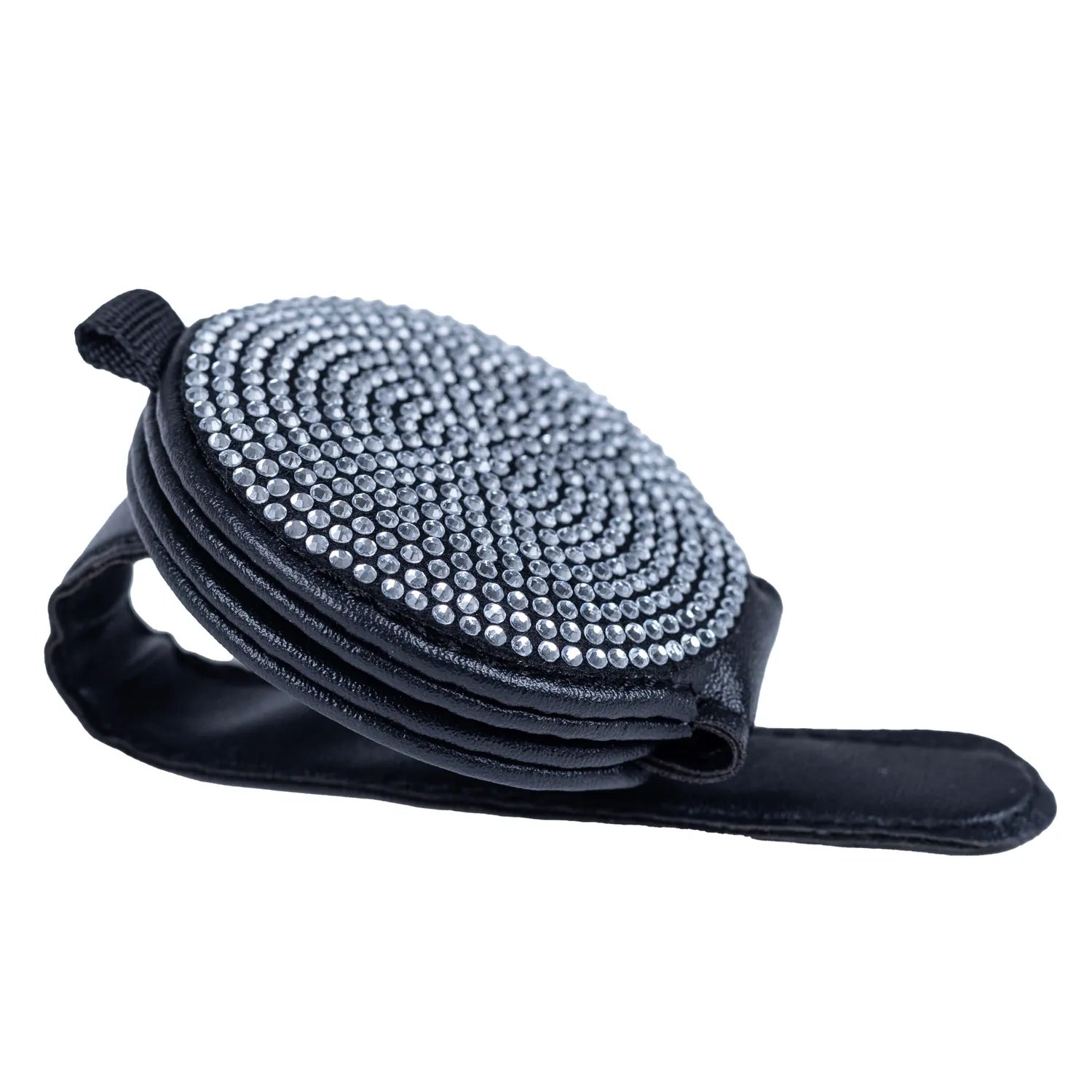 Silver rhinestone magnetic sunglasses holder for car visor. Affordable and unique Car-Wah! car storage for your daily commute.