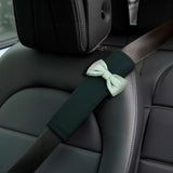 Green car seat belt cover installed on car seat. Making traffic a little more fun with Car-Wah! comfort car accessories.