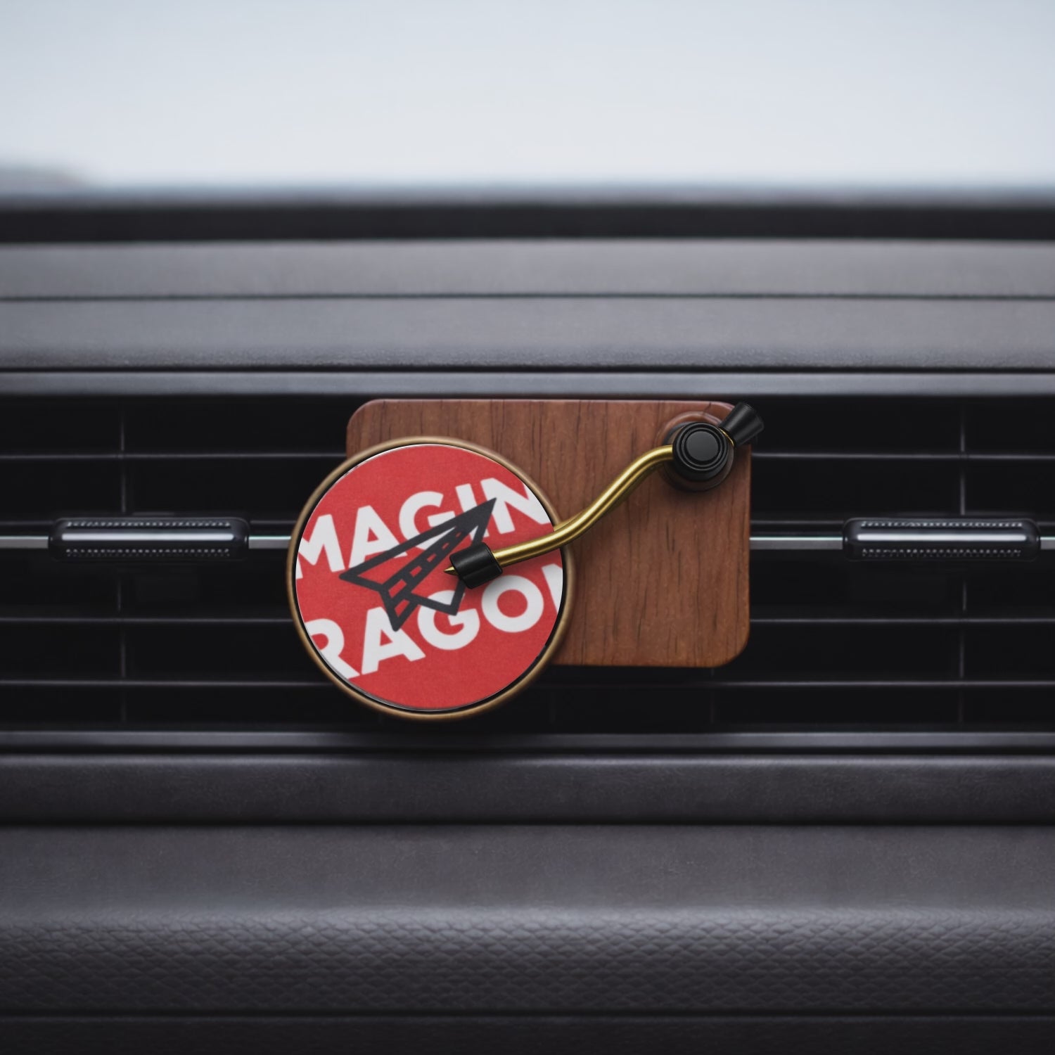 Spinning record player car air freshener with funky vinyl perfume disc rotating on car AC vent. An aesthetic car freshener by Car-Wah!  for your daily commute.